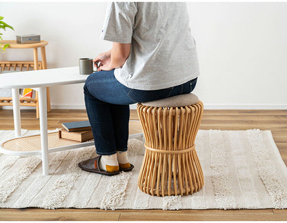 ラウンドスツール GUY-260 東谷 スツール ラタン 籐 円 丸 ラウンド サークル 天然ラタン リゾート 北欧 ナチュラル クッション 高さ40cm 直径30cm 幅30cm 鼓 個性的(代引不可)