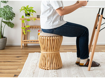 ラウンドスツール GUY-260 東谷 スツール ラタン 籐 円 丸 ラウンド サークル 天然ラタン リゾート 北欧 ナチュラル クッション 高さ40cm 直径30cm 幅30cm 鼓 個性的(代引不可)