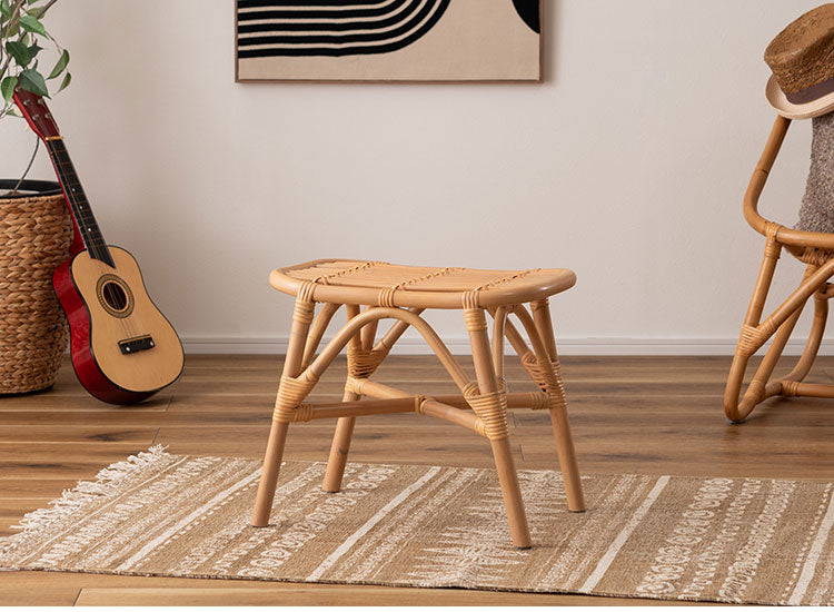 ラタンスツール GUY-261 東谷 スツール ラタン 籐 円 丸 ラウンド サークル 天然ラタン リゾート 北欧 ナチュラル クッション 高さ40cm 直径30cm 幅30cm 鼓 個性的(代引不可)