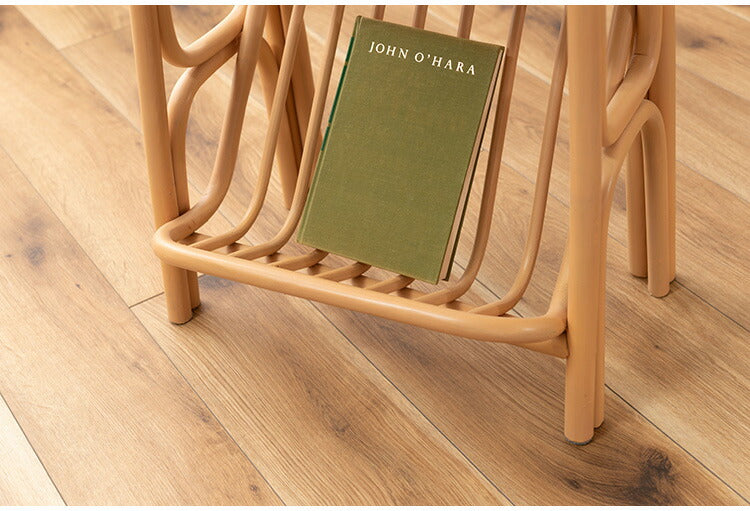 マガジンラック付きサイドテーブル GUY-262 東谷 サイドテーブル 収納 北欧 木製 高さ50cm テーブル 机 ラタン 籐 天然ラタン 軽量 軽い ナチュラル ベージュ リゾート マガジンラック 本棚(代引不可)