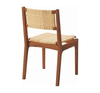 チェア チェアー ダイニングチェア おしゃれ 椅子 イス いす アームレス 肘なし 背もたれ ラタン 籐 天然木 木製 オールシーズン ダイニング リビング 腰掛 シンプル 座面高 45cm(代引不可)