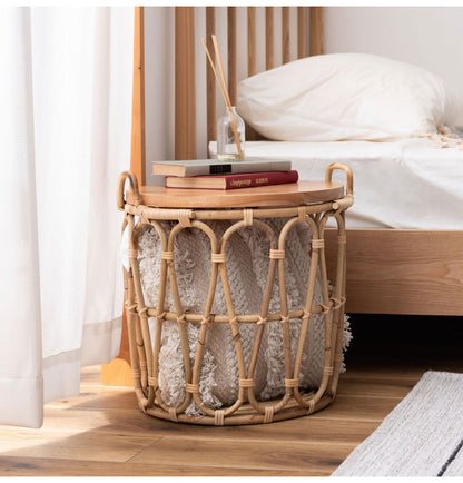 バスケットテーブル テーブル バスケット付き 収納 机 サイドテーブル ラタン 籐 スチール 天板 ソファサイド ベッドサイド インテリア おしゃれ 一人暮らし 新生活 コンパクト 省スペース(代引不可)