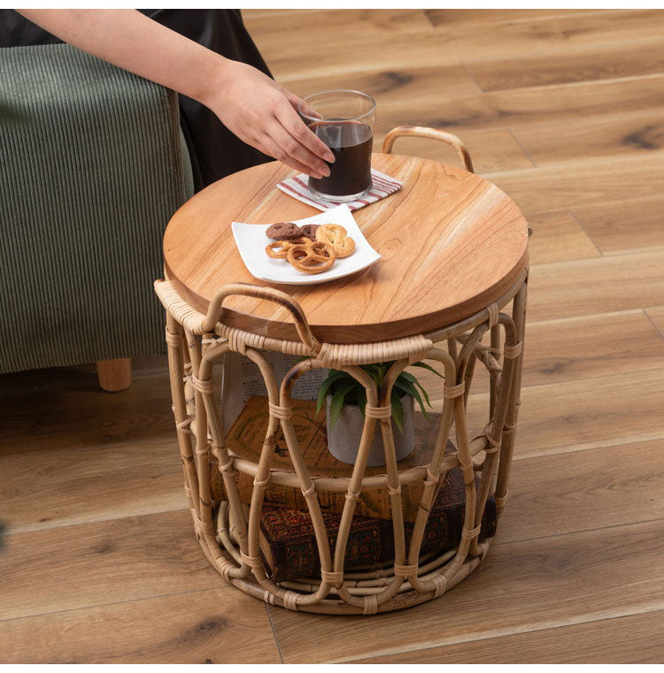 バスケットテーブル テーブル バスケット付き 収納 机 サイドテーブル ラタン 籐 スチール 天板 ソファサイド ベッドサイド インテリア おしゃれ 一人暮らし 新生活 コンパクト 省スペース(代引不可)