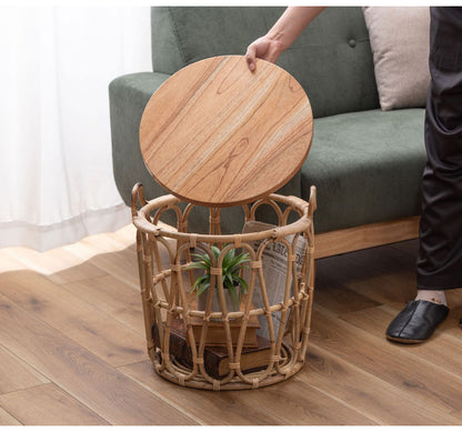 バスケットテーブル テーブル バスケット付き 収納 机 サイドテーブル ラタン 籐 スチール 天板 ソファサイド ベッドサイド インテリア おしゃれ 一人暮らし 新生活 コンパクト 省スペース(代引不可)