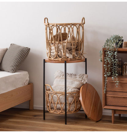 バスケットテーブル テーブル バスケット付き 収納 机 サイドテーブル ラタン 籐 スチール 天板 ソファサイド ベッドサイド インテリア おしゃれ 一人暮らし 新生活 コンパクト 省スペース(代引不可)