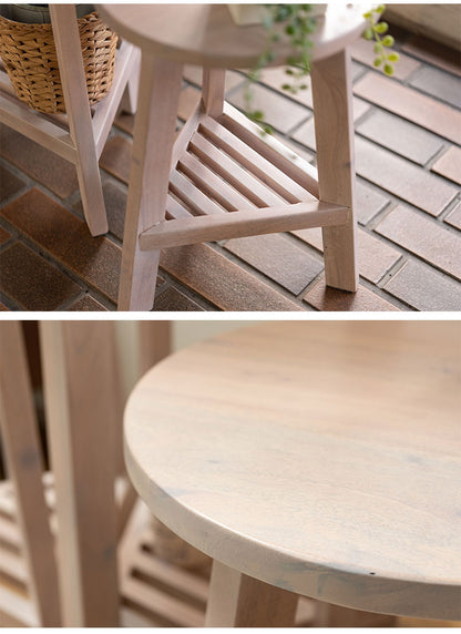 プランターベース おしゃれ 花台 木製 丸型 円形 棚付き 北欧 ガーデニング 室内 ブラウン ホワイト 軽量 かわいい(代引不可)