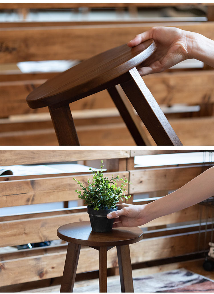 プランターベース おしゃれ 花台 木製 丸型 円形 棚付き 北欧 ガーデニング 室内 ブラウン ホワイト 軽量 かわいい(代引不可)