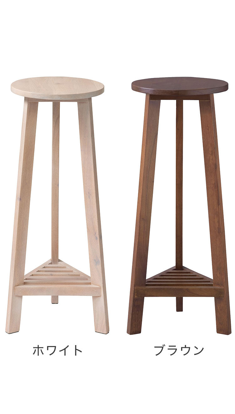 プランターベース おしゃれ 花台 木製 丸型 円形 棚付き 北欧 ガーデニング 室内 ブラウン ホワイト 軽量 かわいい(代引不可)