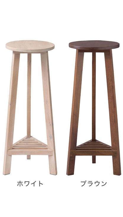 プランターベース おしゃれ 花台 木製 丸型 円形 棚付き 北欧 ガーデニング 室内 ブラウン ホワイト 軽量 かわいい(代引不可)