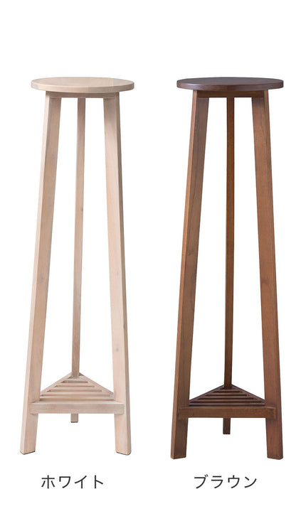 プランターベース おしゃれ 花台 木製 丸型 円形 棚付き 北欧 ガーデニング 室内 ブラウン ホワイト 軽量 かわいい(代引不可)