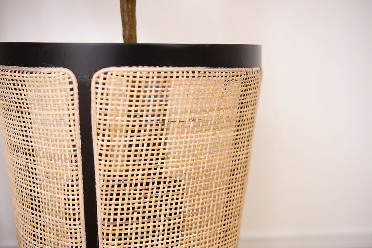 プランターカバー プランター カバー 植物 ラタン 藤 天然木 ミンディ ラウンド 丸 脚付き ブラック 黒 ナチュラル モダン アジアン リゾート シンプル おしゃれ 新生活(代引不可)