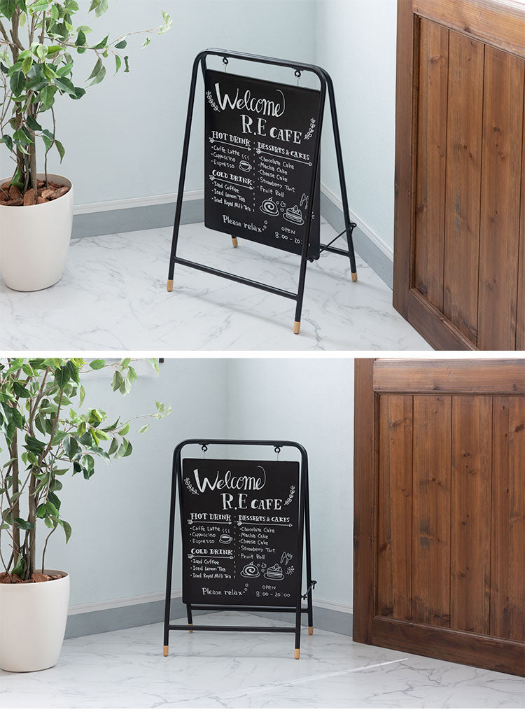 看板 店舗用 立て看板 おしゃれ スタンド 両面 折りたたみ サインボード ブラック ホワイト シンプル 屋外 ディスプレイ インテリア 雑貨 店舗 マルシェ スタイリッシュ モノトーン(代引不可)