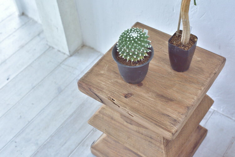 スツール 花台 玄関スツール 小物置き 面取り加工 ベッドサイド ソファサイド 椅子 コンパクト シンプル ナチュラル 古材 パイン材 天然木 ファブリック(代引不可)