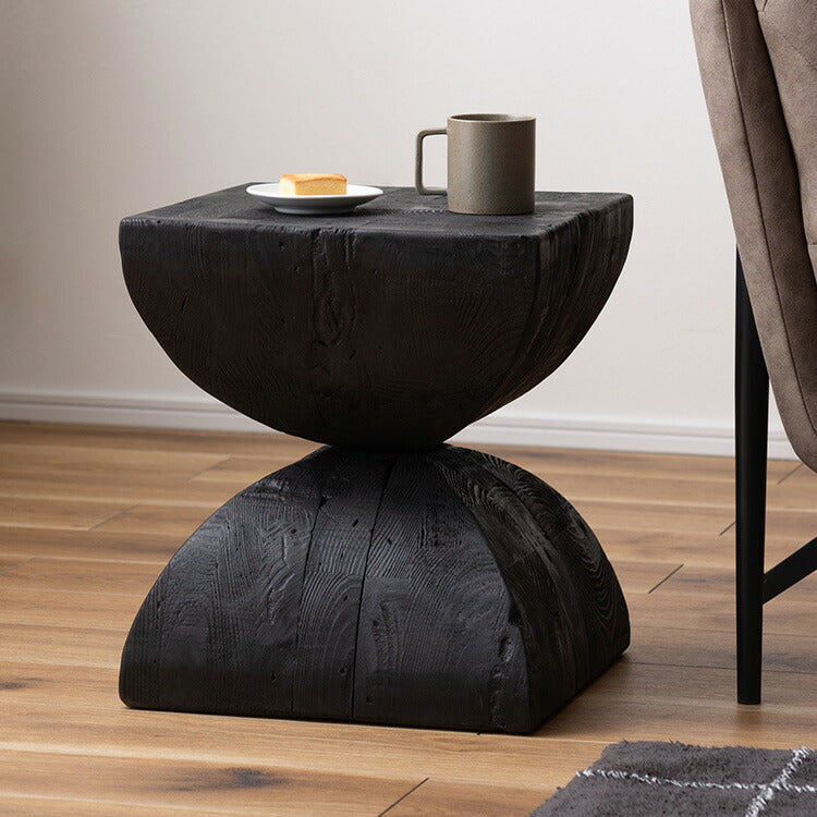パイン 古材 スツール ブラック サイドテーブル 天然木 ディスプレイ 花台 棚 黒 インダストリアル シンプル モダン おしゃれ 木製 シック ナイトテーブル 椅子 ミニテーブル(代引不可)