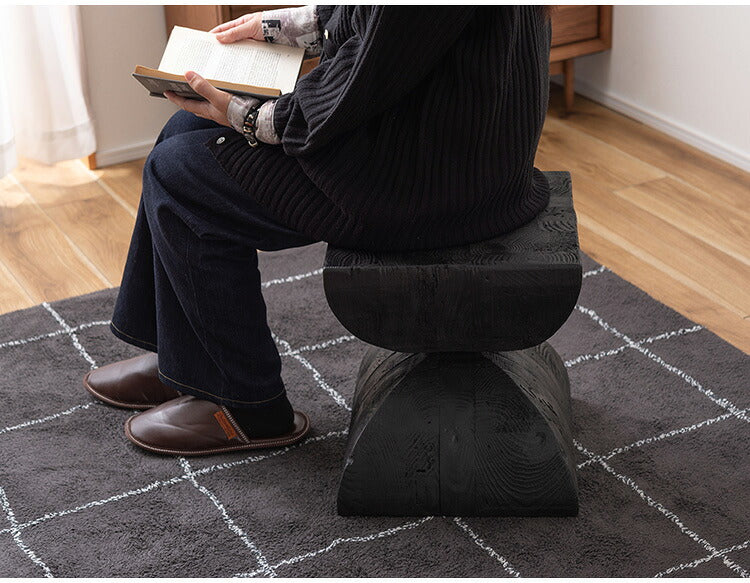 パイン 古材 スツール ブラック サイドテーブル 天然木 ディスプレイ 花台 棚 黒 インダストリアル シンプル モダン おしゃれ 木製 シック ナイトテーブル 椅子 ミニテーブル(代引不可)