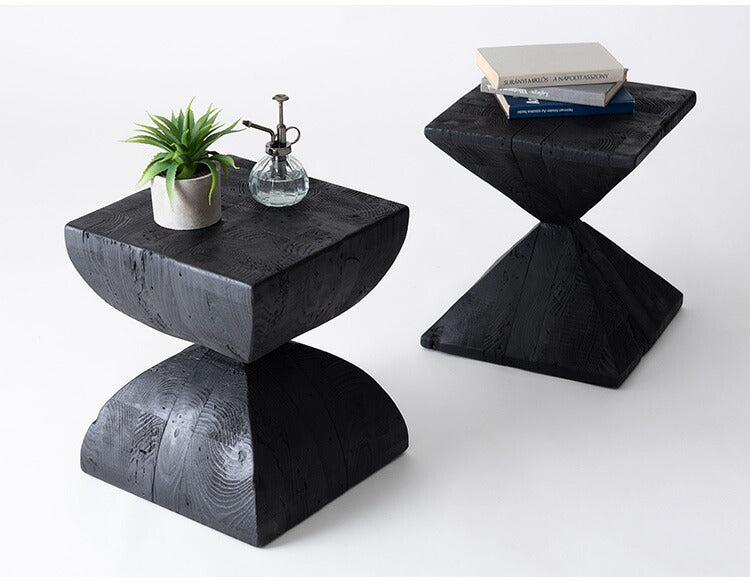 パイン 古材 スツール ブラック サイドテーブル 天然木 ディスプレイ 花台 棚 黒 インダストリアル シンプル モダン おしゃれ 木製 シック ナイトテーブル 椅子 ミニテーブル(代引不可)