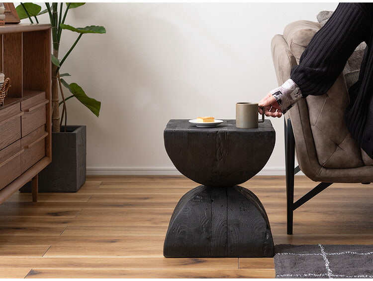 パイン 古材 スツール ブラック サイドテーブル 天然木 ディスプレイ 花台 棚 黒 インダストリアル シンプル モダン おしゃれ 木製 シック ナイトテーブル 椅子 ミニテーブル(代引不可)