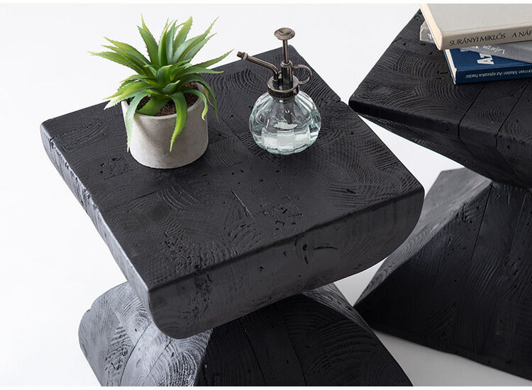 パイン 古材 スツール ブラック サイドテーブル 天然木 ディスプレイ 花台 棚 黒 インダストリアル シンプル モダン おしゃれ 木製 シック ナイトテーブル 椅子 ミニテーブル(代引不可)