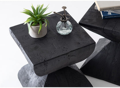 パイン 古材 スツール ブラック サイドテーブル 天然木 ディスプレイ 花台 棚 黒 インダストリアル シンプル モダン おしゃれ 木製 シック ナイトテーブル 椅子 ミニテーブル(代引不可)