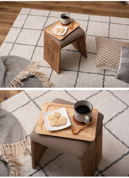 スツール サイドテーブル 簡易テーブル サブスツール 軽量 玄関用 ソファサイド 椅子 コンパクト シンプル ナチュラル 古材 パイン材 天然木 ファブリック グレー ベージュ(代引不可)