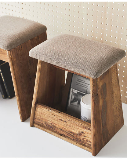 スツール サイドテーブル 簡易テーブル サブスツール 軽量 玄関用 ソファサイド 椅子 コンパクト シンプル ナチュラル 古材 パイン材 天然木 ファブリック グレー ベージュ(代引不可)