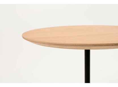 サイドテーブル ラウンド 丸型 幅40cm 高さ50cm 花台 植木台 シングルレッグ スタイリッシュ テーブル ナイトテーブル アイアン 木製 天然木 オーク おしゃれ シンプル ナチュラル ブラック(代引不可)