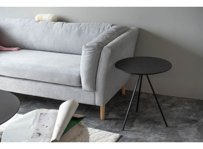 サイドテーブル 幅45cm 高さ51.5cm 三脚 アイアン 木製 天然木 オーク テーブル ナイトテーブル おしゃれ シンプル ナチュラル ブラック ラウンド 丸型 3本脚 モダン(代引不可)