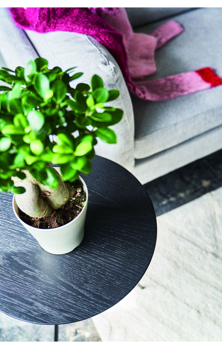 サイドテーブル 幅45cm 高さ51.5cm 三脚 アイアン 木製 天然木 オーク テーブル ナイトテーブル おしゃれ シンプル ナチュラル ブラック ラウンド 丸型 3本脚 モダン(代引不可)