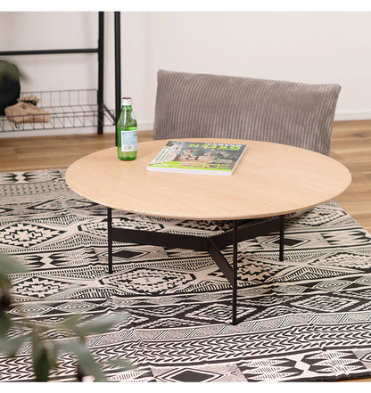 センターテーブル 幅78cm ラウンドテーブル 円形 丸型 アイアン 木製 天然木 オーク おしゃれ シンプル 幅78cm 高さ33.5cm 3本脚 重厚感 モダン ソファ 座椅子 新生活(代引不可)