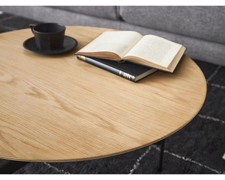 センターテーブル 幅78cm ラウンドテーブル 円形 丸型 アイアン 木製 天然木 オーク おしゃれ シンプル 幅78cm 高さ33.5cm 3本脚 重厚感 モダン ソファ 座椅子 新生活(代引不可)