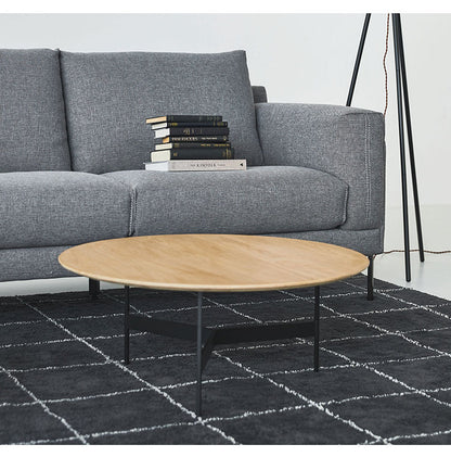 センターテーブル 幅78cm ラウンドテーブル 円形 丸型 アイアン 木製 天然木 オーク おしゃれ シンプル 幅78cm 高さ33.5cm 3本脚 重厚感 モダン ソファ 座椅子 新生活(代引不可)