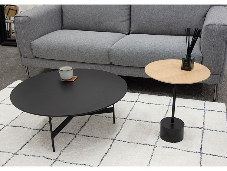 センターテーブル 幅78cm ラウンドテーブル 円形 丸型 アイアン 木製 天然木 オーク おしゃれ シンプル 幅78cm 高さ33.5cm 3本脚 重厚感 モダン ソファ 座椅子 新生活(代引不可)