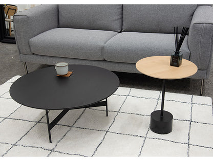 センターテーブル 幅78cm ラウンドテーブル 円形 丸型 アイアン 木製 天然木 オーク おしゃれ シンプル 幅78cm 高さ33.5cm 3本脚 重厚感 モダン ソファ 座椅子 新生活(代引不可)