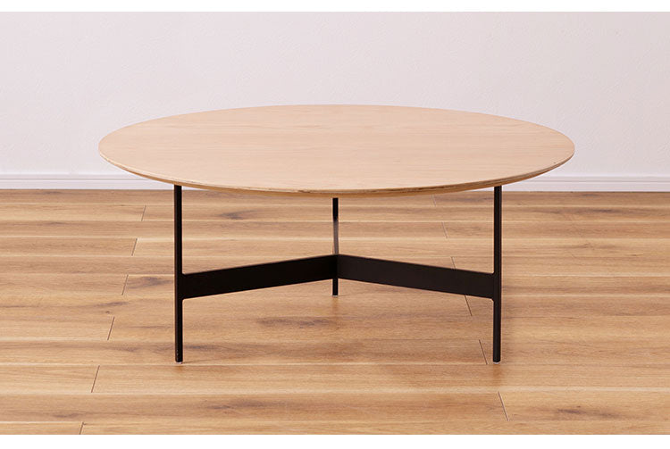 センターテーブル 幅78cm ラウンドテーブル 円形 丸型 アイアン 木製 天然木 オーク おしゃれ シンプル 幅78cm 高さ33.5cm 3本脚 重厚感 モダン ソファ 座椅子 新生活(代引不可)