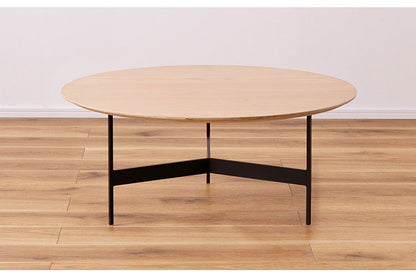 センターテーブル 幅78cm ラウンドテーブル 円形 丸型 アイアン 木製 天然木 オーク おしゃれ シンプル 幅78cm 高さ33.5cm 3本脚 重厚感 モダン ソファ 座椅子 新生活(代引不可)