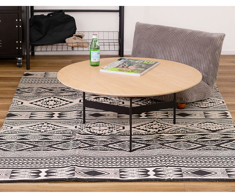 センターテーブル 幅78cm ラウンドテーブル 円形 丸型 アイアン 木製 天然木 オーク おしゃれ シンプル 幅78cm 高さ33.5cm 3本脚 重厚感 モダン ソファ 座椅子 新生活(代引不可)