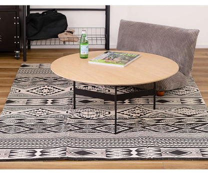 センターテーブル 幅78cm ラウンドテーブル 円形 丸型 アイアン 木製 天然木 オーク おしゃれ シンプル 幅78cm 高さ33.5cm 3本脚 重厚感 モダン ソファ 座椅子 新生活(代引不可)