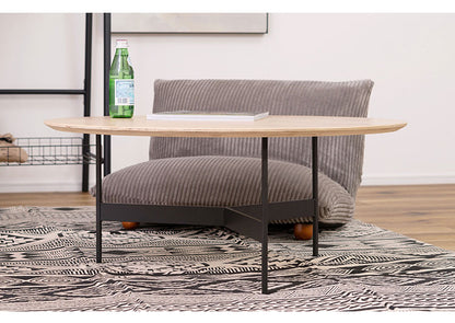 センターテーブル 幅78cm ラウンドテーブル 円形 丸型 アイアン 木製 天然木 オーク おしゃれ シンプル 幅78cm 高さ33.5cm 3本脚 重厚感 モダン ソファ 座椅子 新生活(代引不可)