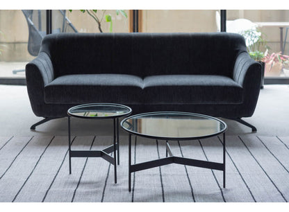 ガラステーブル 幅60cm リビングテーブル ラウンドテーブル 丸型 円形 サイドテーブル ガラス ローテーブル センターテーブル アイアイン 室内 おしゃれ シンプル 異素材(代引不可)