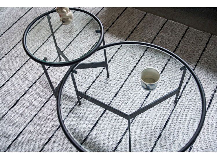 ガラステーブル 幅60cm リビングテーブル ラウンドテーブル 丸型 円形 サイドテーブル ガラス ローテーブル センターテーブル アイアイン 室内 おしゃれ シンプル 異素材(代引不可)