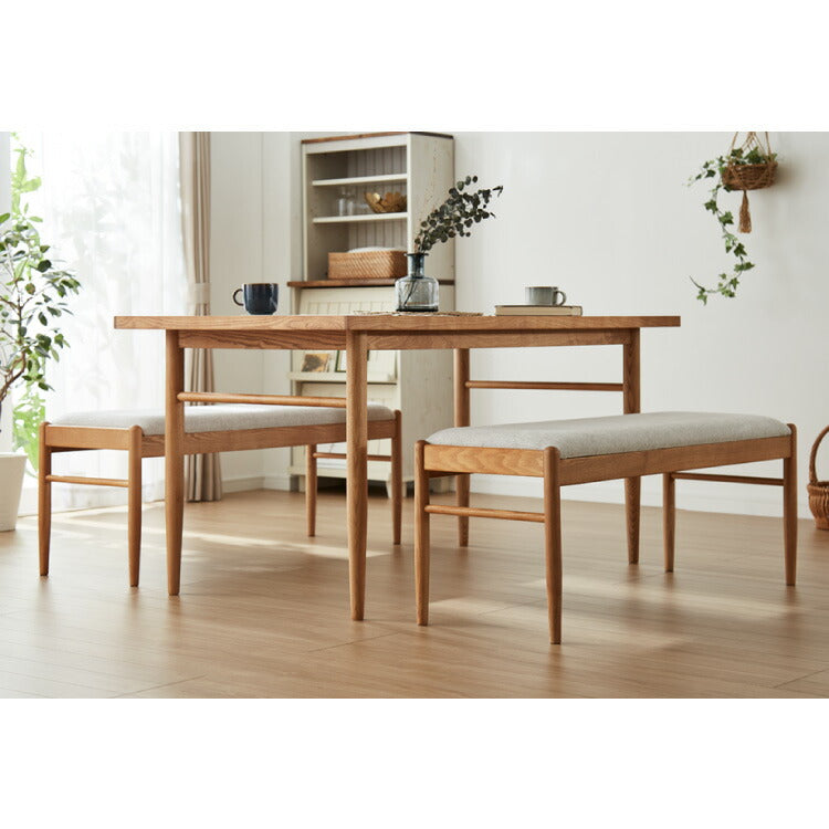 ダイニング3点セット ダイニングテーブル ダイニングベンチ2台 天然木 おしゃれ 北欧 ダイニングセット アッシュ 4人用 四人用 新生活 木製 木目調 食卓(代引不可)