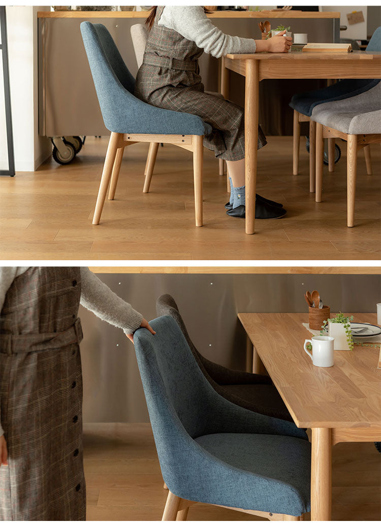 ダイニングチェア 北欧 おしゃれ アームレス ファブリック 布地 木製 ナチュラル モダン シンプル ブルー グレー ブラウン(代引不可)