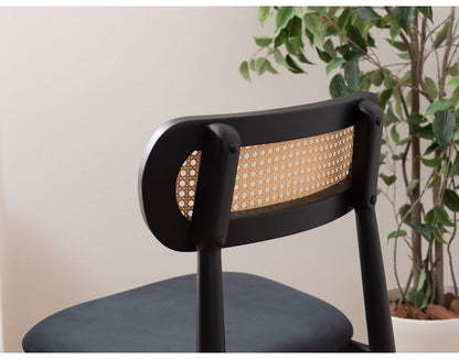 チェア チェア ダイニングチェア 木製 天然木 人口ラタン スエード調 ブラック チャコール ベージュ ナチュラル 北欧 おしゃれ 椅子 いす イス インテリア 省スペース コンパクト(代引不可)