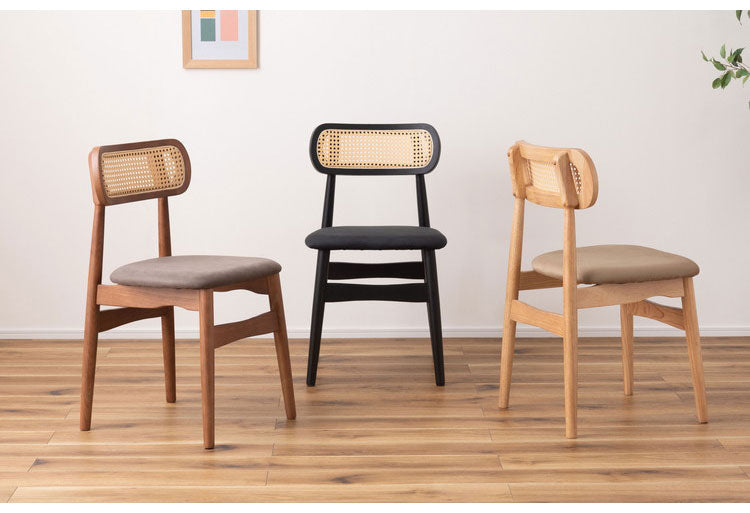 チェア チェア ダイニングチェア 木製 天然木 人口ラタン スエード調 ブラック チャコール ベージュ ナチュラル 北欧 おしゃれ 椅子 いす イス インテリア 省スペース コンパクト(代引不可)