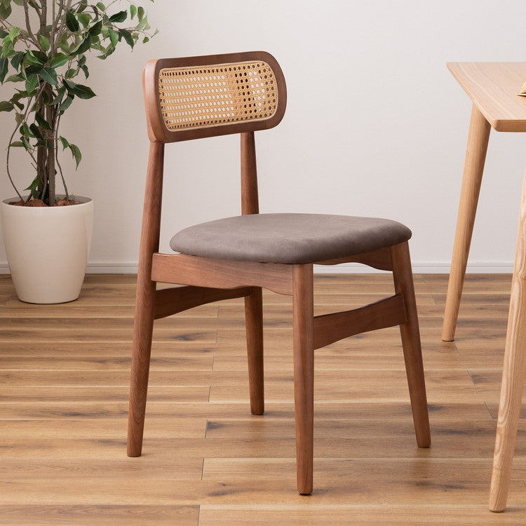 チェア チェア ダイニングチェア 木製 天然木 人口ラタン スエード調 ブラック チャコール ベージュ ナチュラル 北欧 おしゃれ 椅子 いす イス インテリア 省スペース コンパクト(代引不可)