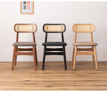 チェア チェア ダイニングチェア 木製 天然木 人口ラタン スエード調 ブラック チャコール ベージュ ナチュラル 北欧 おしゃれ 椅子 いす イス インテリア 省スペース コンパクト(代引不可)