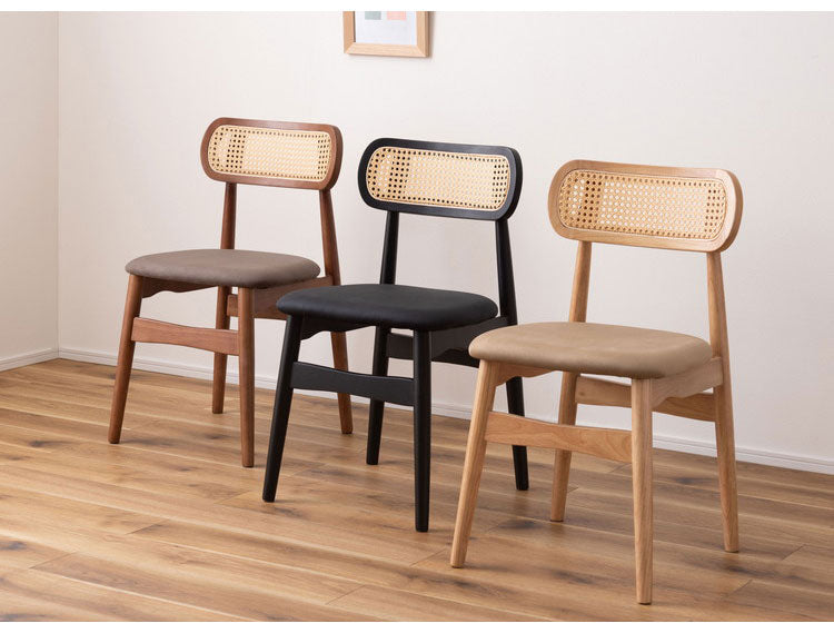 チェア チェア ダイニングチェア 木製 天然木 人口ラタン スエード調 ブラック チャコール ベージュ ナチュラル 北欧 おしゃれ 椅子 いす イス インテリア 省スペース コンパクト(代引不可)