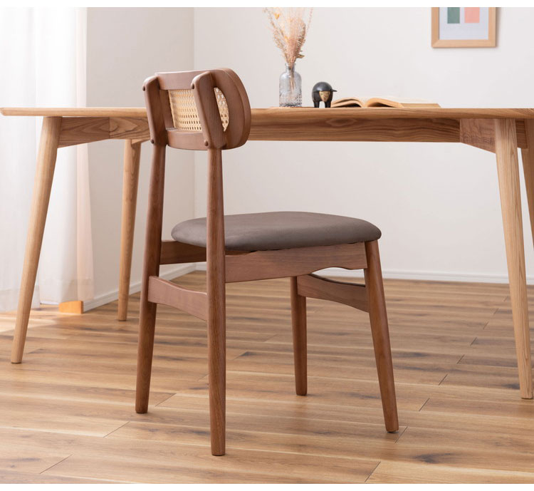 チェア チェア ダイニングチェア 木製 天然木 人口ラタン スエード調 ブラック チャコール ベージュ ナチュラル 北欧 おしゃれ 椅子 いす イス インテリア 省スペース コンパクト(代引不可)