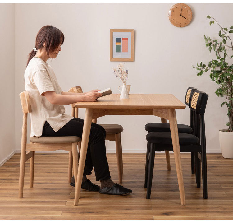 チェア チェア ダイニングチェア 木製 天然木 人口ラタン スエード調 ブラック チャコール ベージュ ナチュラル 北欧 おしゃれ 椅子 いす イス インテリア 省スペース コンパクト(代引不可)