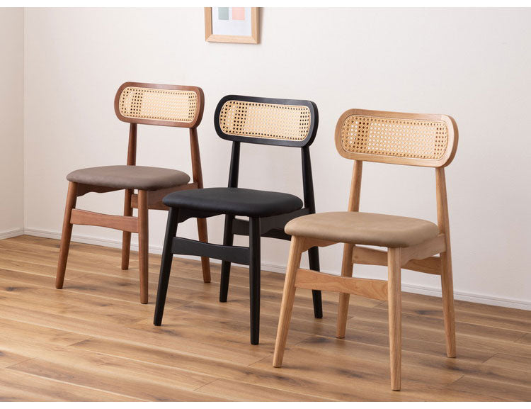 チェア チェア ダイニングチェア 木製 天然木 人口ラタン スエード調 ブラック チャコール ベージュ ナチュラル 北欧 おしゃれ 椅子 いす イス インテリア 省スペース コンパクト(代引不可)